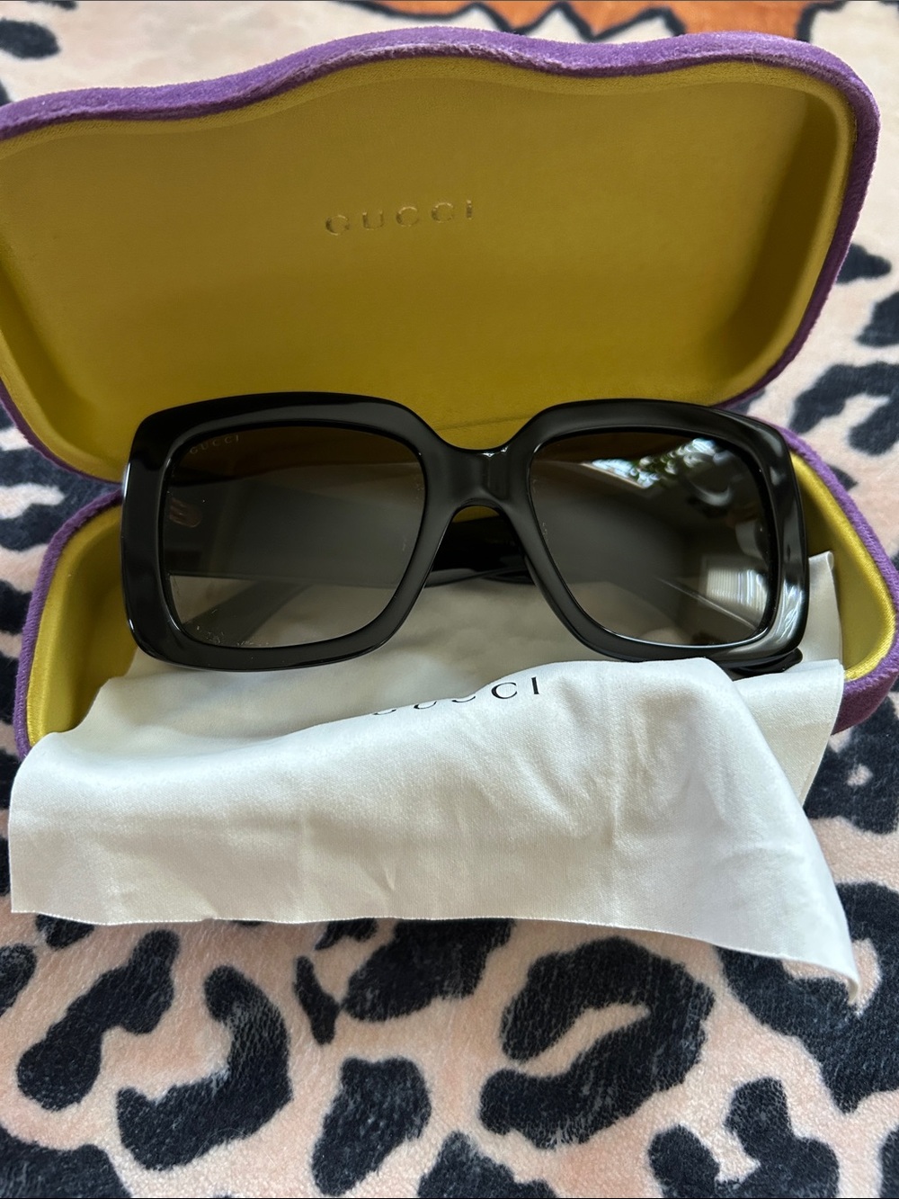 Gucci Black Oversized Square Sunglasses with Gradient Lenses